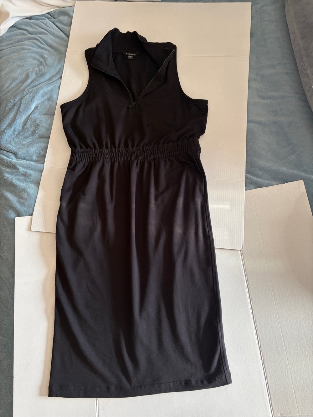 Athleta Black Sleeveless Midi Polo Dress